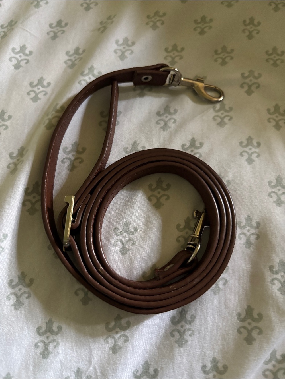 Brown Leather Bag Strap with Gold Hardware